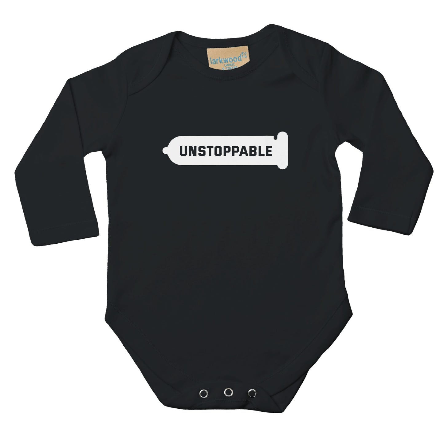 Unstoppable - Classic Baby Long Sleeve Bodysuit Black - Bleak Shirt