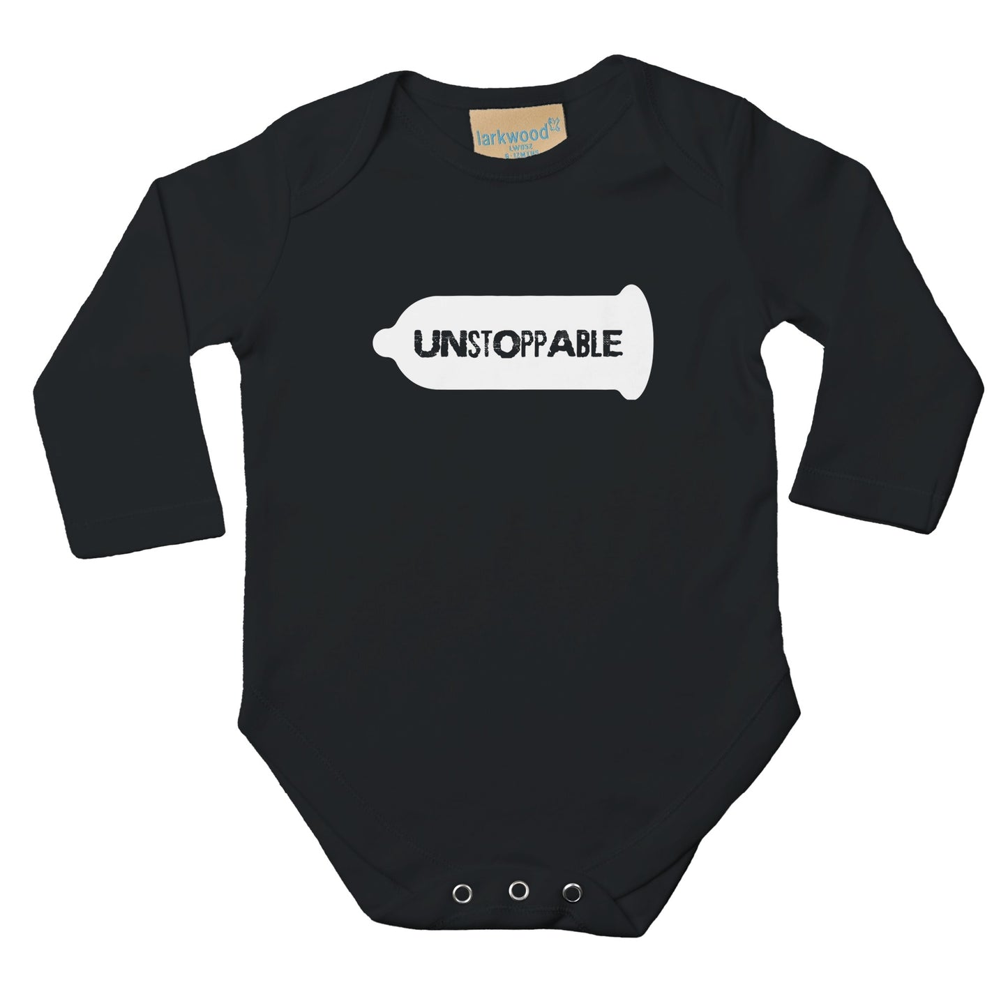 Unstoppable - Classic Baby Long Sleeve Bodysuit Black - Bleak Shirt