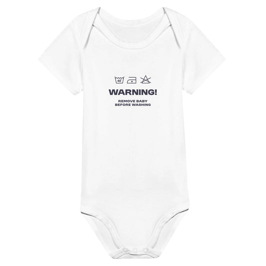 Remove Baby Before Washing - Classic Baby Short Sleeve Bodysuit - Bleak Shirt